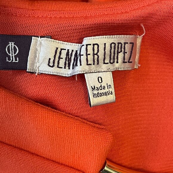 Jennifer Lopez Orange Sleeveless Sheath Mini Dress XS Cutout Back Work Chic - Picture 9 of 10